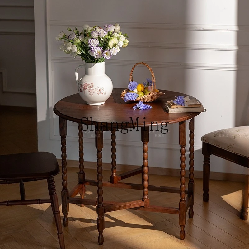 

FG retro dining table medieval folding butterfly table restaurant cafe casual round dining table