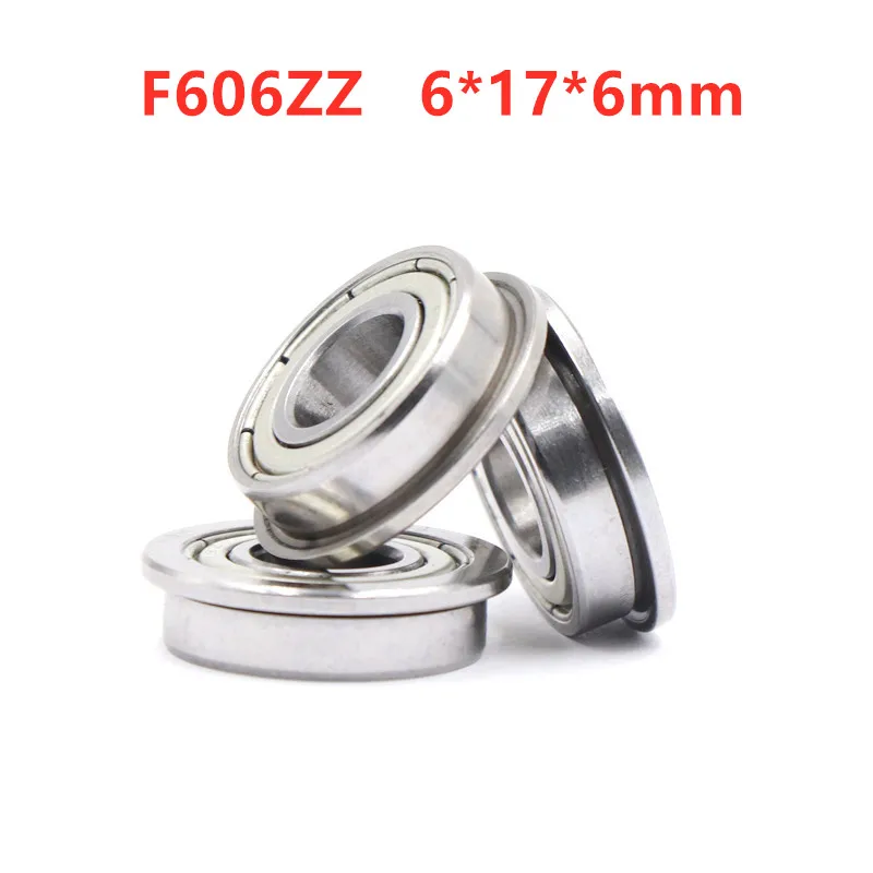 50pcs/100pcs Flange bearing  F606ZZ  6*17*6 mm F606 -2Z miniature shielded flanged ball bearings