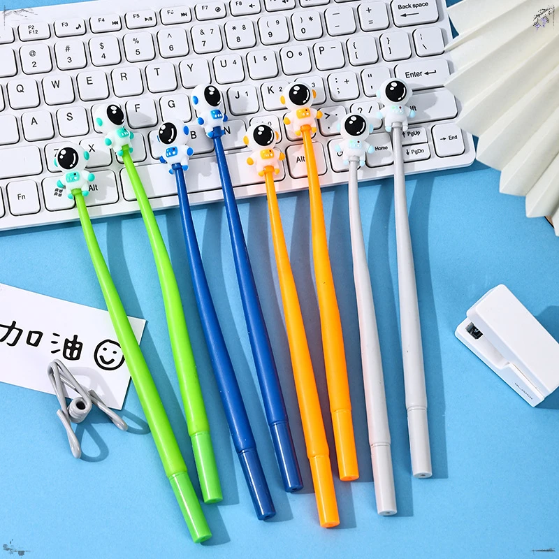 48 Pcs Creative Soft Rubber Astronaut Rocker Gel Pens Set Student Cartoon Swing Neutral Water Pen Cute Prizes Back To School