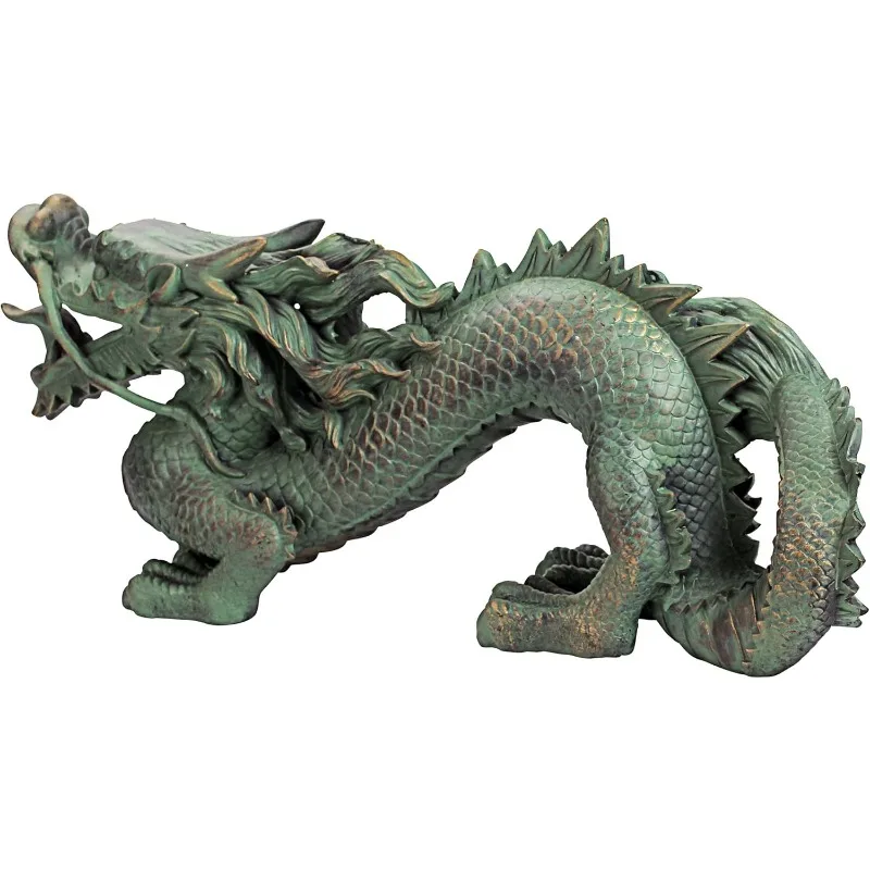 Eu9306 asiatische Drachen wand statue, mittel, 21 Zoll, Bronze Grünspan Finish