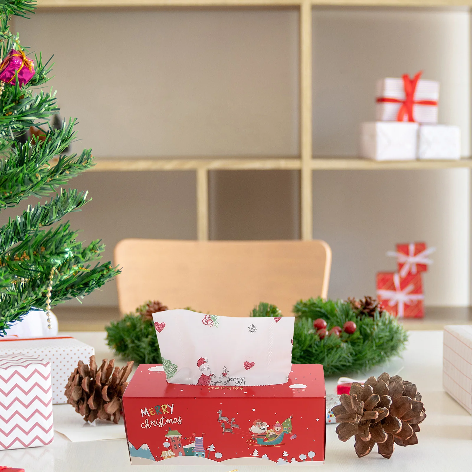 عبوات مناديل جيب ورق التواليت، مناشف يدوية لطيفة على شكل زينة عيد الميلاد، طباعة عيد الميلاد للوجه #4