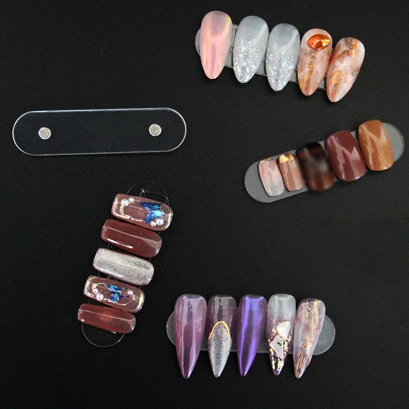 Magnet Transparent False Nail Tips 10/20/30pcsDisplay Stand With Practice Acrylic Gel Polish Holder Strip Manicure Showing Tool