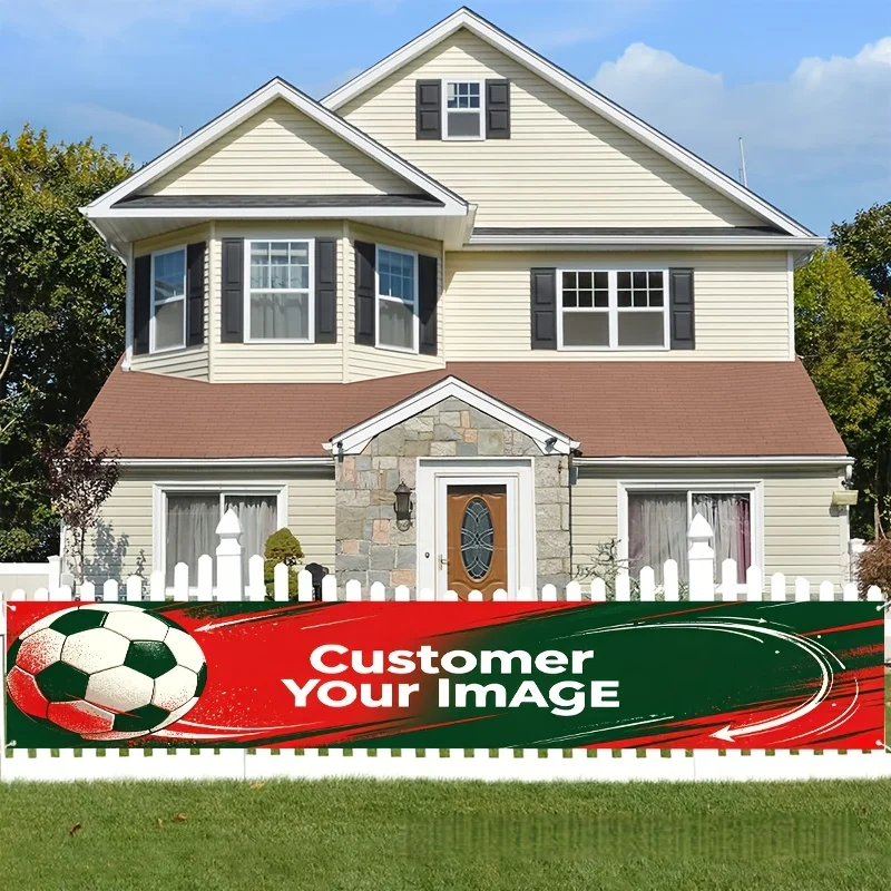 1pc Custom Polyester Backdrop Banner with grommets - Print Your Image, Ideal for Outdoor Party Decor, Fence Banner, Store Front.