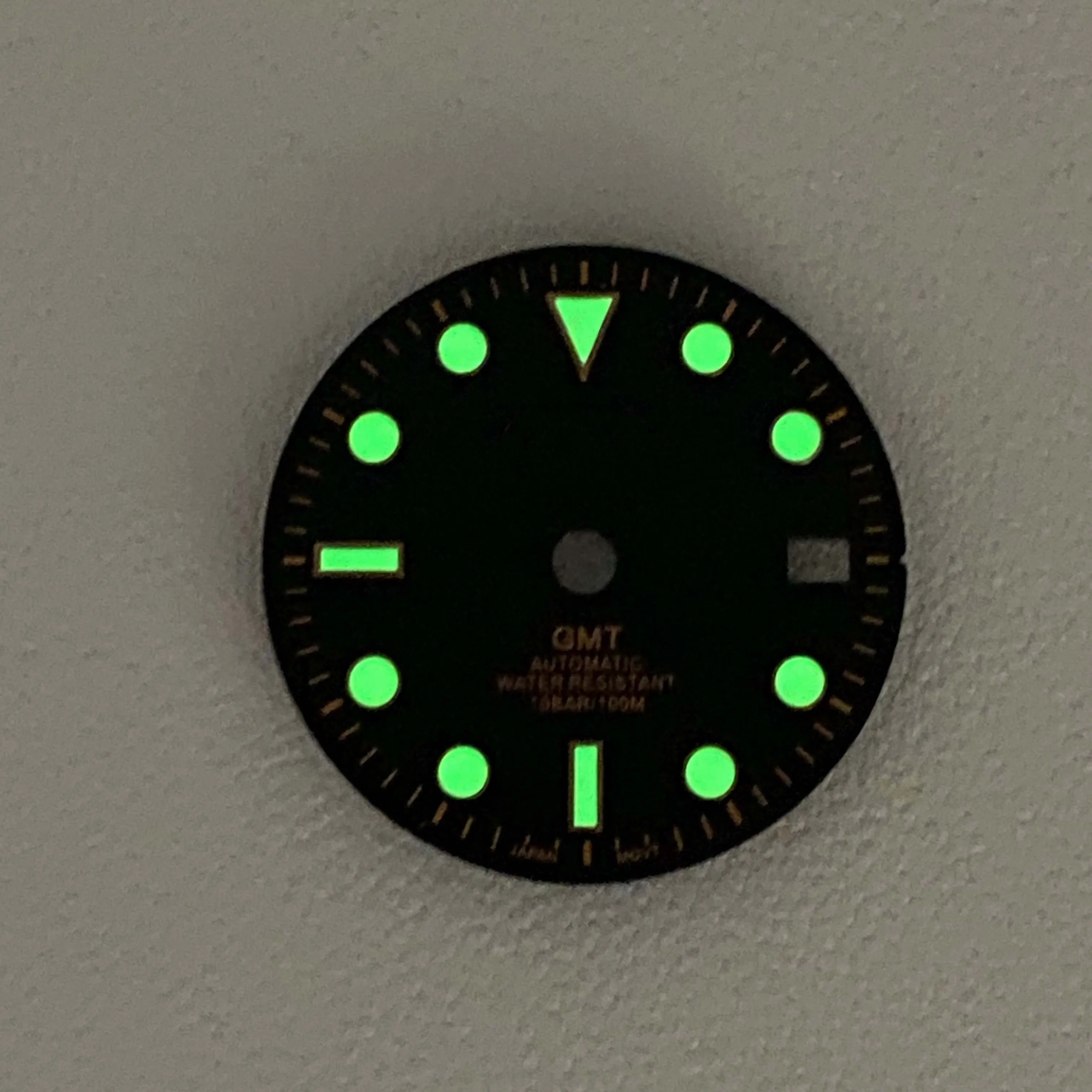 28.5mm GMT green luminous dial S logo black dial watch marking dial suitable for NH34A NH34 movement men's watch accessories