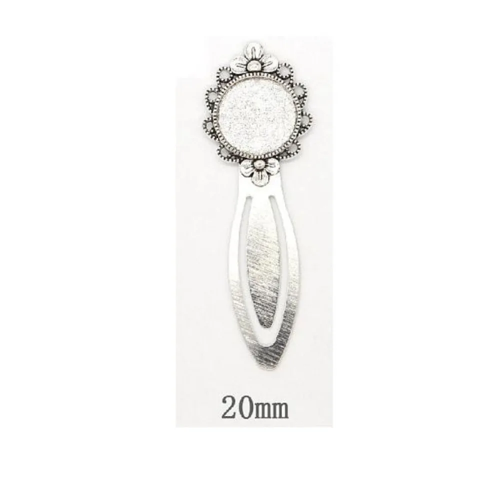 5Pcs Style Antique Silver Plated Zinc Alloy Bookmarks Cabochon Settings Bookmark Findings Flower/Oval/Heart Flower