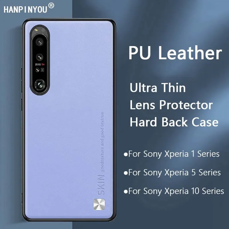 Funda trasera de cuero para Sony Xperia 1, 5, 10 V, IV, III, Ultra delgada, dura, mate, Protector de cámara, TPU suave, a prueba de golpes, carcasa