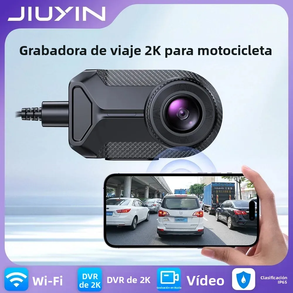 Cámara para Motocicleta JIUYIN 2K HD WiFi, Impermeable IP65, Grabación en Bucle, Cámara de Gran Angular de 140 Grados, Grabadora de Video HD, DVR, Dashcam