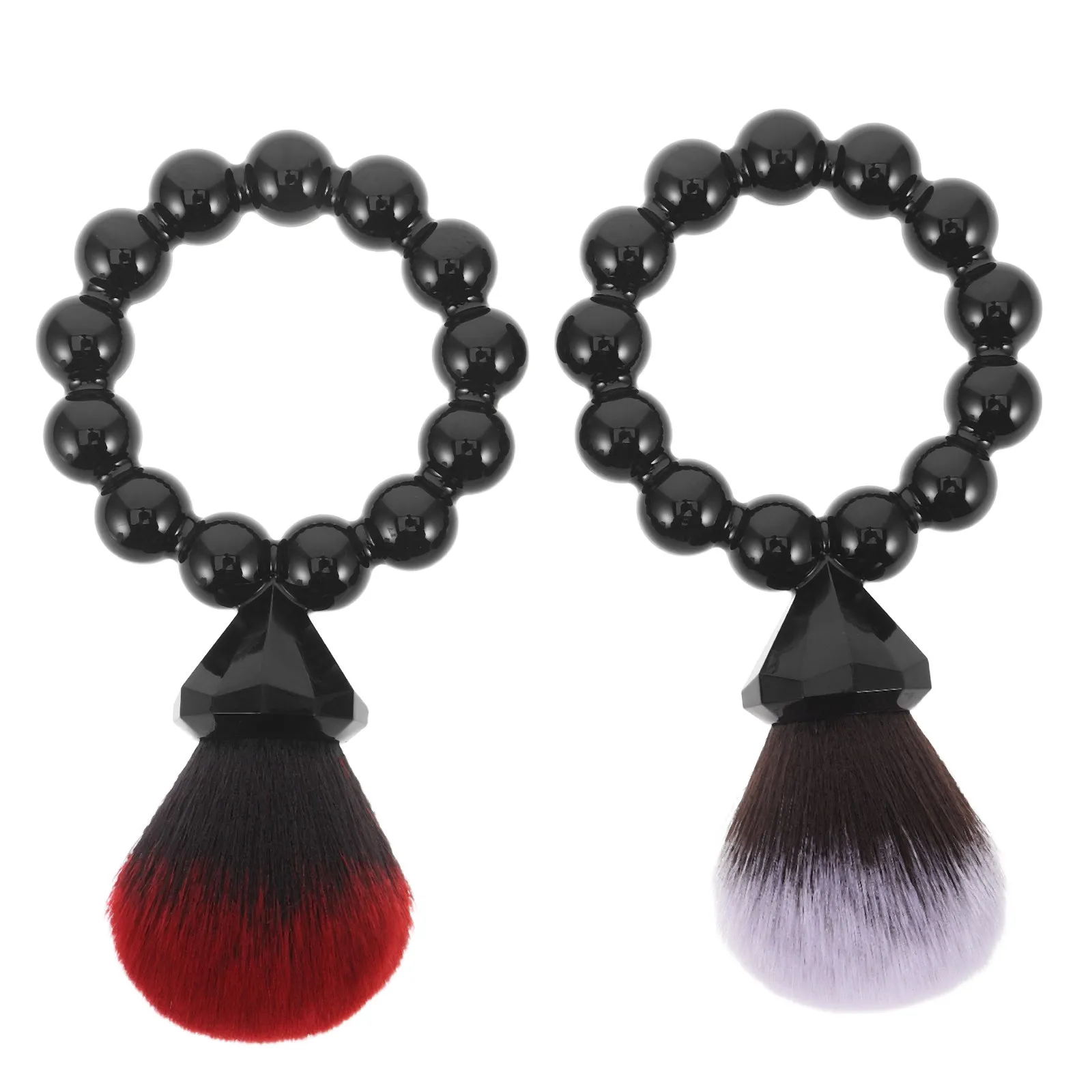 แปรงปัดแก้ม 2 ชิ้น ด้ามจับเพชร แปรงปัดแป้งแบบพกพา แปรงแต่งหน้าสำหรับผู้หญิง