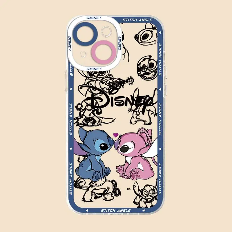 Cartoon Disney Stitch Angies phone cases For iPhone 15 14 13 12 Mini 11 Pro Max X XR XS MSX 6 6S 7 8 SE Plus Clear fundas cover