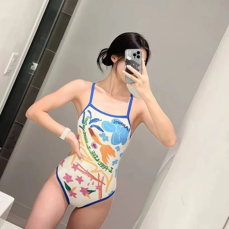 

Conservative Sporty One-Piece Swimsuit for Teen Girls Small Chest Padded Swimwear Adjustable Shoulder Straps Triangle Bottoms