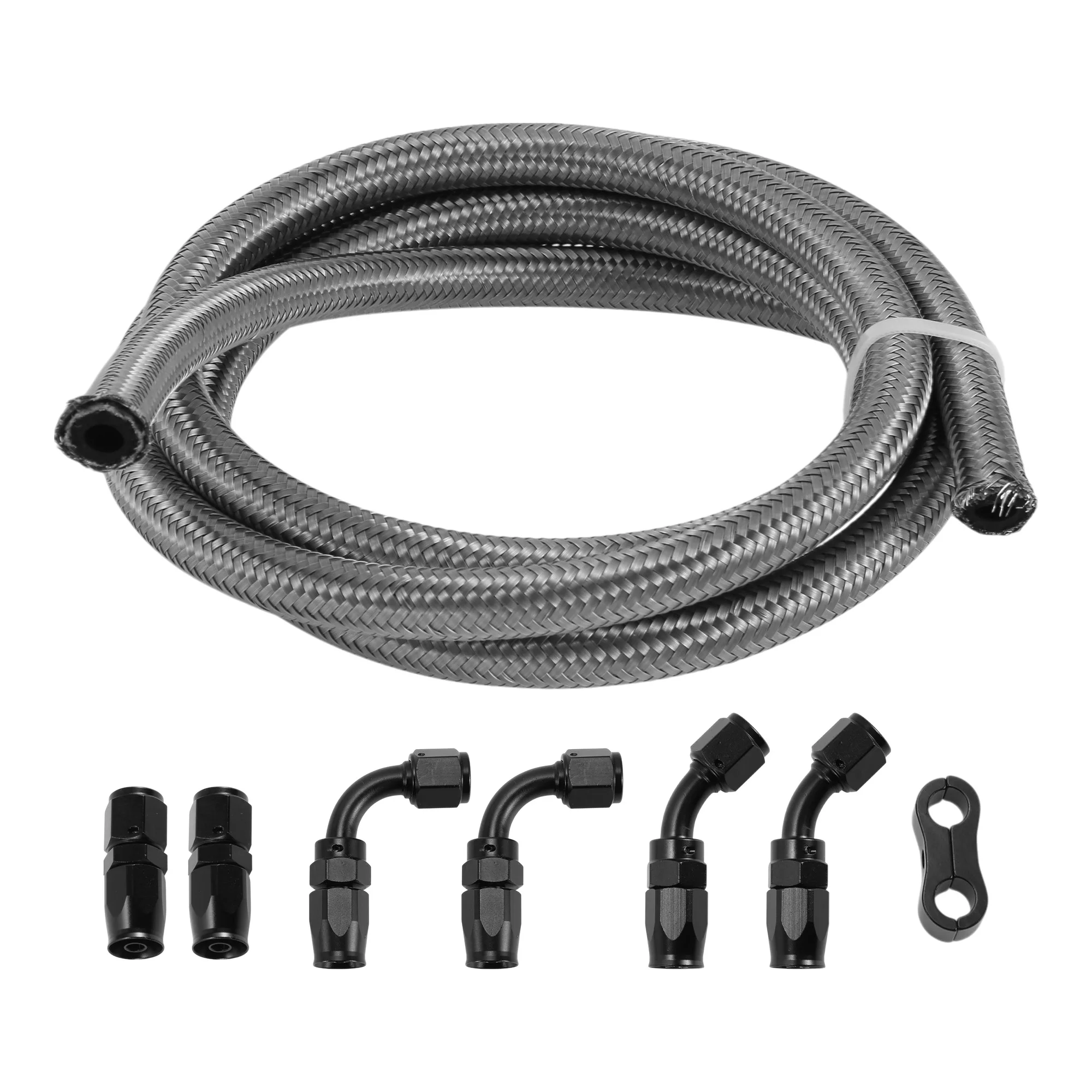 

UXCELL AN-4 Fuel Line Kit 5ft Hose Automotive Fuel Hose with Adapters 5.56mm(ID)