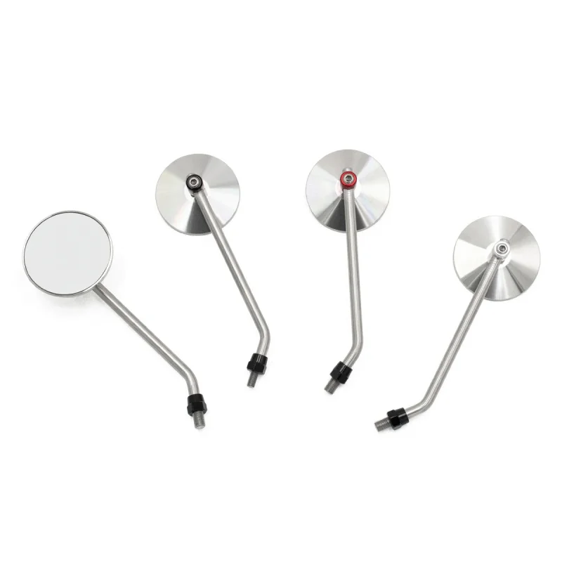

Universal Retro Adjustable Aluminum Alloy Motorcycle Rearview Mirror Silver Black for Scooter E-Bike One Pair