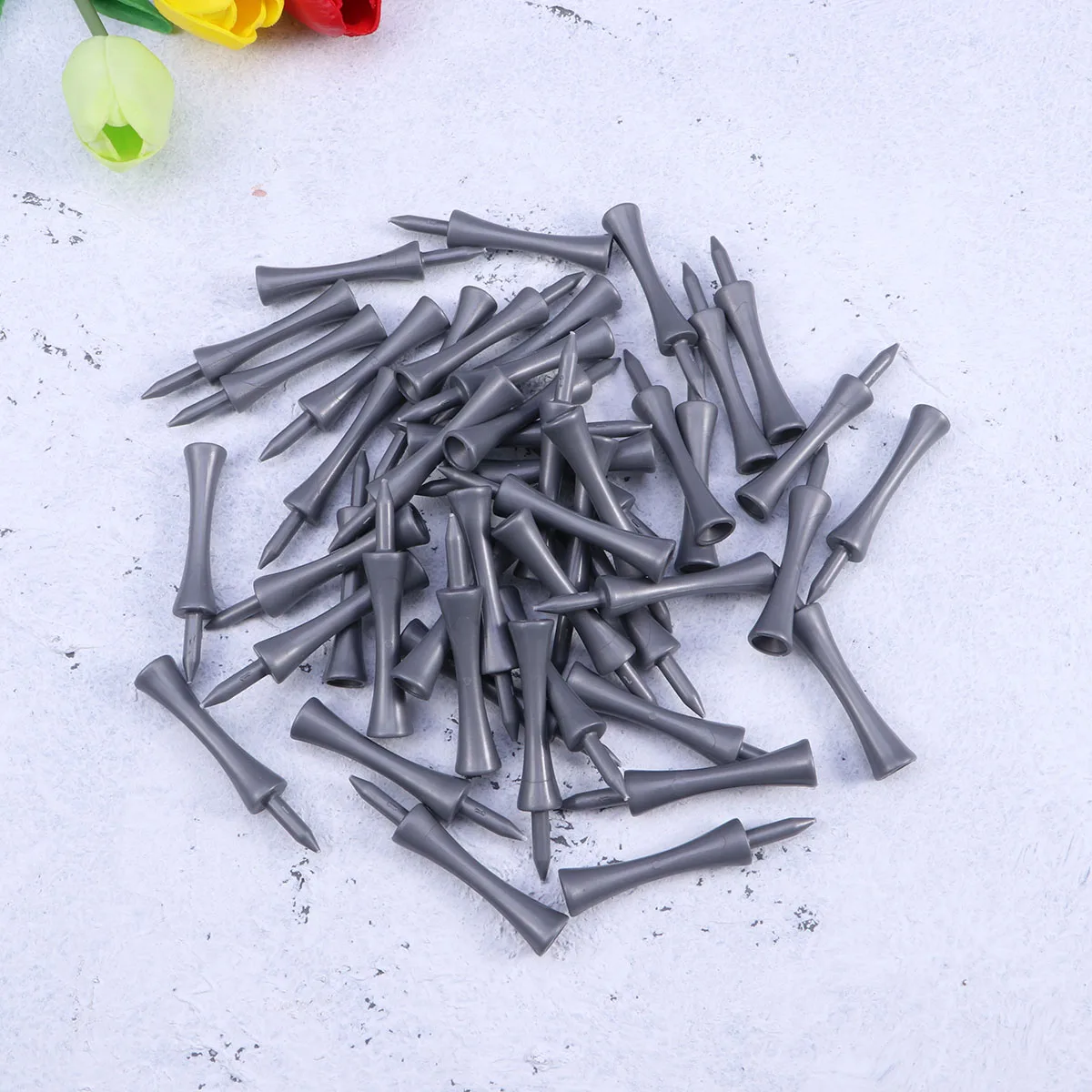 

50pcs 70Mm Golf Tees Grey Castle Plastic Tee Durable Light Recyclable Tool For Golf Course Use