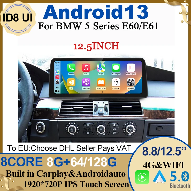 

Android 13 GPS Navigation Radio Video Multimedia Player For BMW 3 Series E90 E91 5 Series E60 E61 Carplay Android Auto 4G WIFI