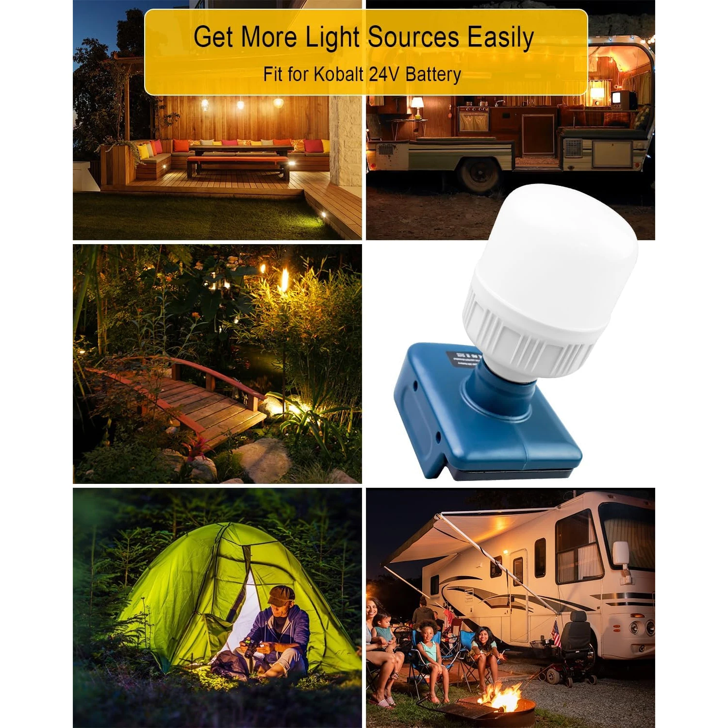 Cordless LED Work Light Fit for Makita/Dewalt/Milwuakee 18 V Battery,12W 1300LM LED Bulb Flashlight for Indoor Outdoor lighting view 4