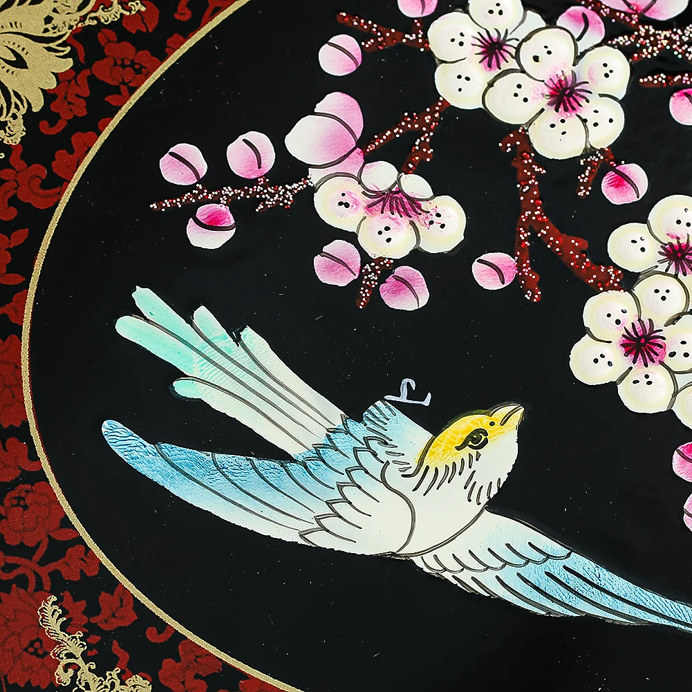 Chinese Magpie Jewelry Box Wooden Double Layer Jewelry Storage Handmade Painted Antique Makeup Case with Mirror Wedding Gift