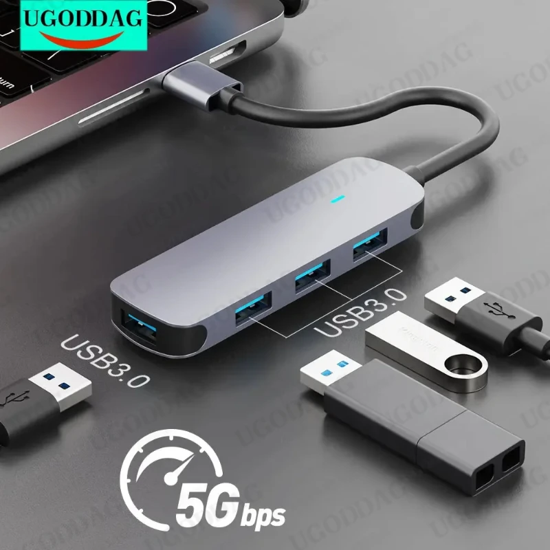 4 Port USB 3.0 Hub 5Gpbs High Speed Multi USB 3.0 Splitter Adapter for Lenovo Xiaomi Macbook Pro Air PC Computer Accessories