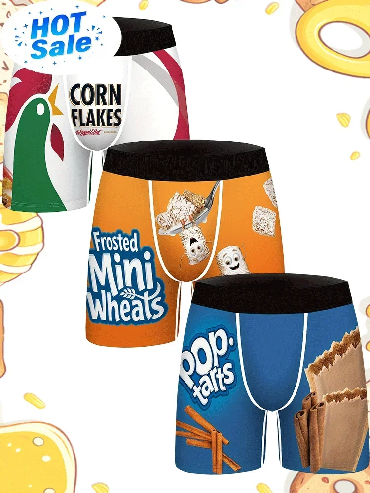 Cartoon Snack Instant Noodle Printed Men's Underwear Cool Breathable Quick-drying Fabric Daily Comfortable Novel Men's Underwear