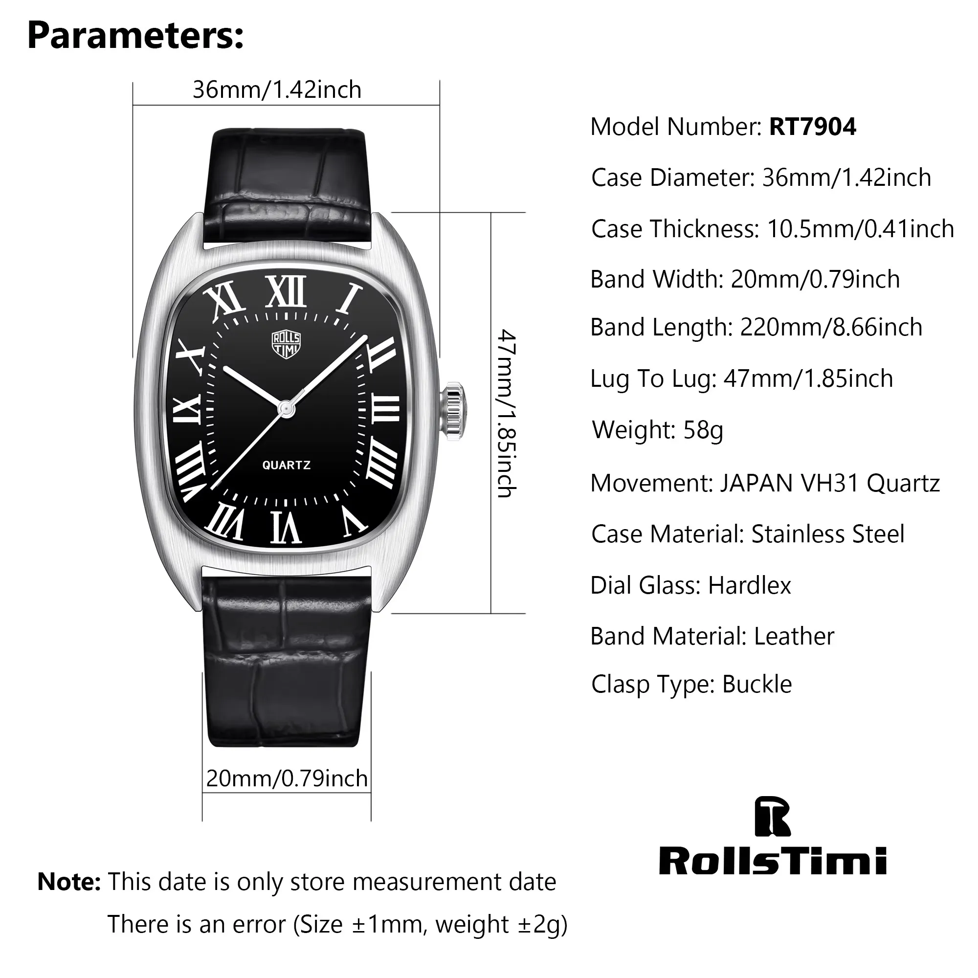 RollsTimi 2024 Novos Relógios Masculinos VH31 Relógio de Quartzo Para Homens Top Luxo À Prova D \'Água Esportes Relógio de Pulso de Couro de Aço