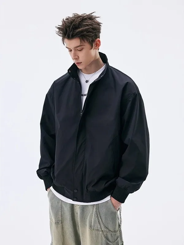 

Повседневная рабочая одежда с воротником в стиле ретро, мужская весенне-осенняя утягивающая верхняя одежда, модная одежда из полиэфирного волокна на молнии све