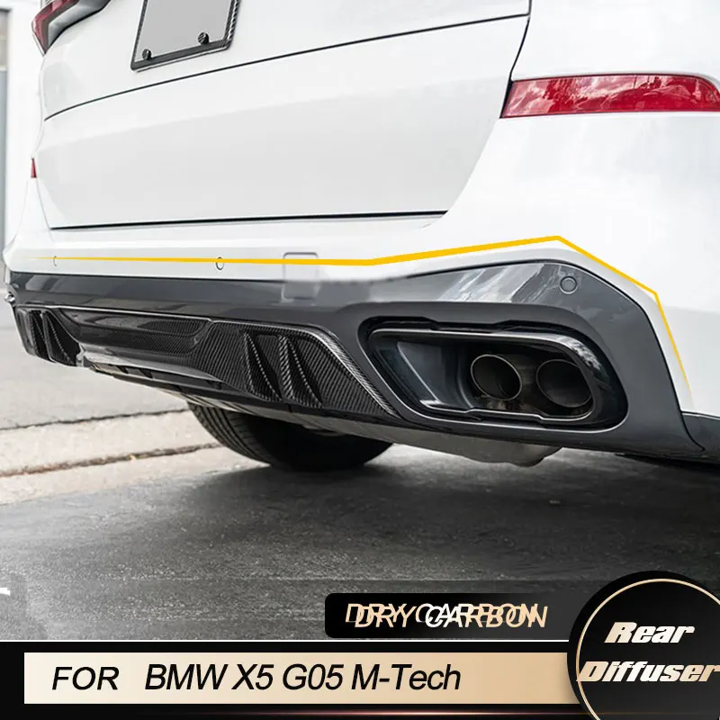 Rear Bumper Diffuser Lip Spoiler for BMW X5 G05 M-Tech 2019-2022 Car Racing Rear Diffuser Lip Apron Guard Body Kit Dry Carbon