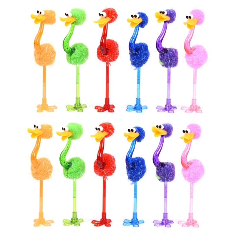 12 PCS Cartoon Ostrich Ballpoint Pen for Creative 3D Ostrich Gift for Stud
