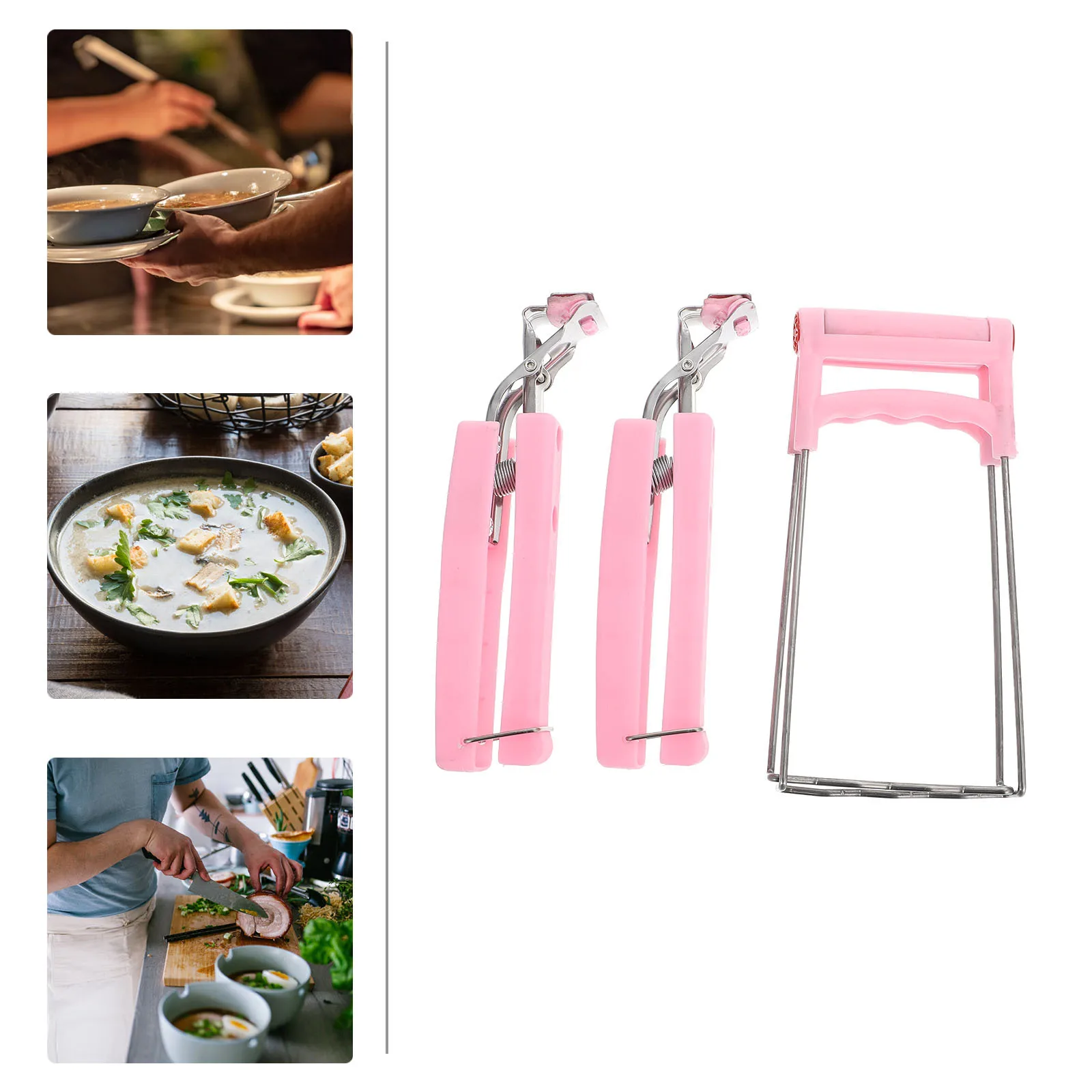 

3Pcs Kitchen Plate Clip Hot Plate Tongs Easy Grip Large Heavy Dishes No Sliding Pot Pan Clamp Pan Bowl Gripper