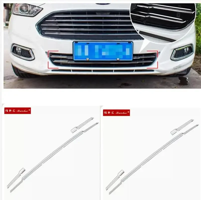 ABS Chrome Front Bottom Grill Grille Cover Trim Moldings 3pcs For ford Mondeo Fusion 2013 2014 2015