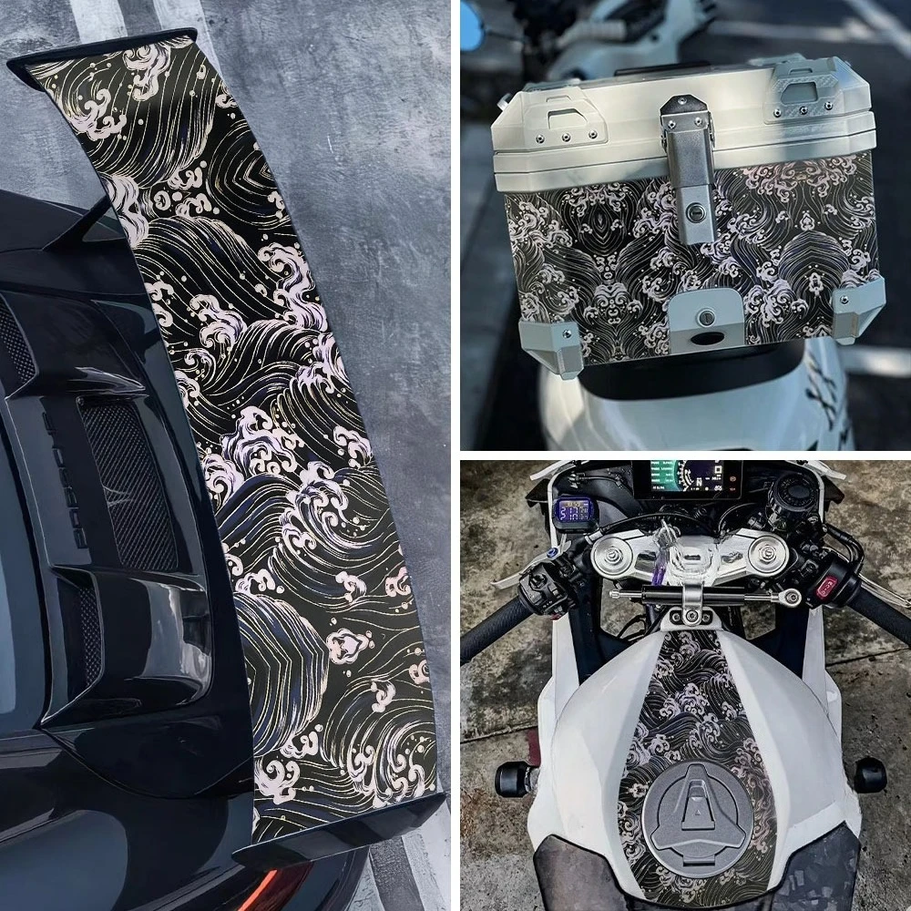 1RollCartoon Wave Graffiti Car Vinyl Wrap Waterproof Self-adhesive Car Film DIY Vehicle Motorbike Bicycle Skateboard Laptop Boat