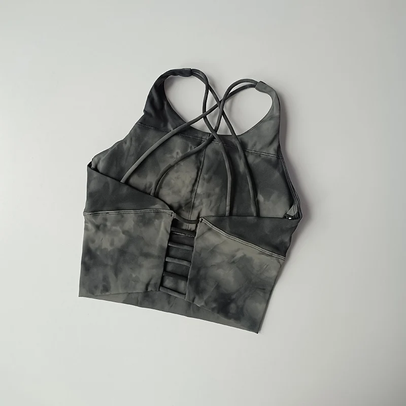 Tie-Dye Sportunterwäsche für Frauen Stoßfester Stoßdämpfender Lauf-BH mit Schönheitsrücken-Weste, Push-up-BH, Fitnessanzug, Yoga-Anzug – Detail 6