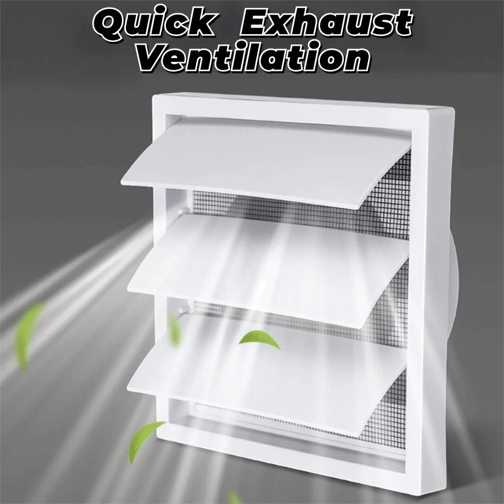 Vent Systems White Vent Cover Grille With Screen Plastic Exhaust Vent Cover One-Directional Dryer Vent Hood