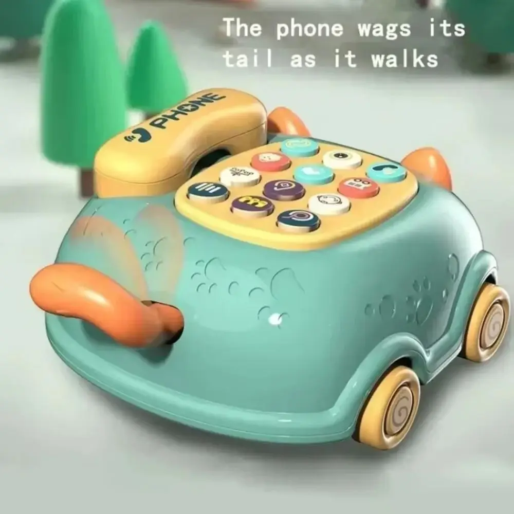 早期教育用猫型電話 モンテッソーリ 音楽・光・音声付き 模擬電話 面白いバス型シミュレーション固定電話