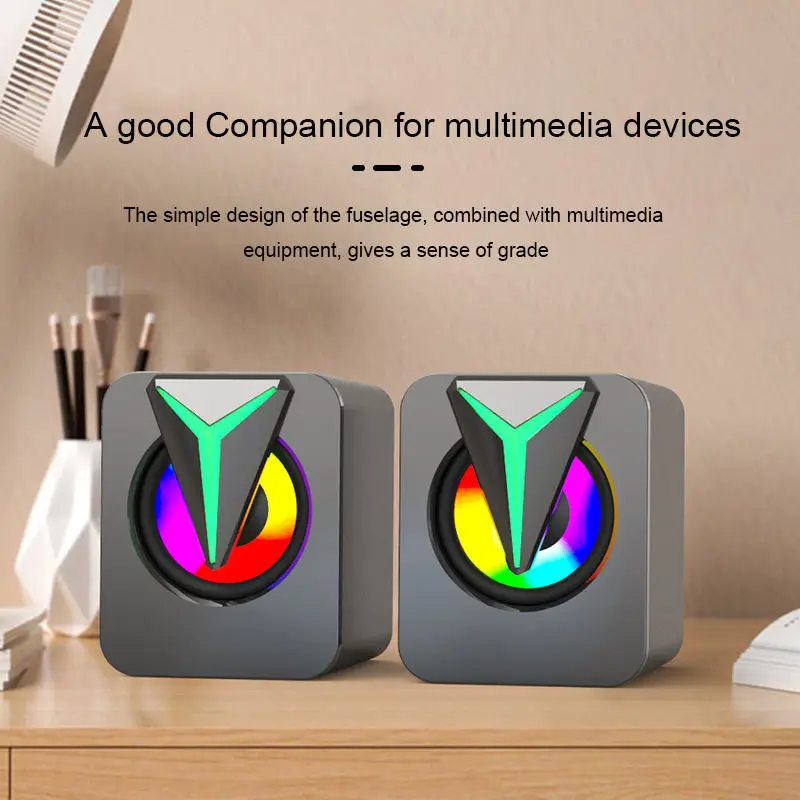 Компьютерные колонки, ПК, звуковая коробка, Hi-Fi стерео микрофон, USB Проводная коробка с подсветильник кой для рабочего стола, оптовая продажа, сабвуфер, Новинка