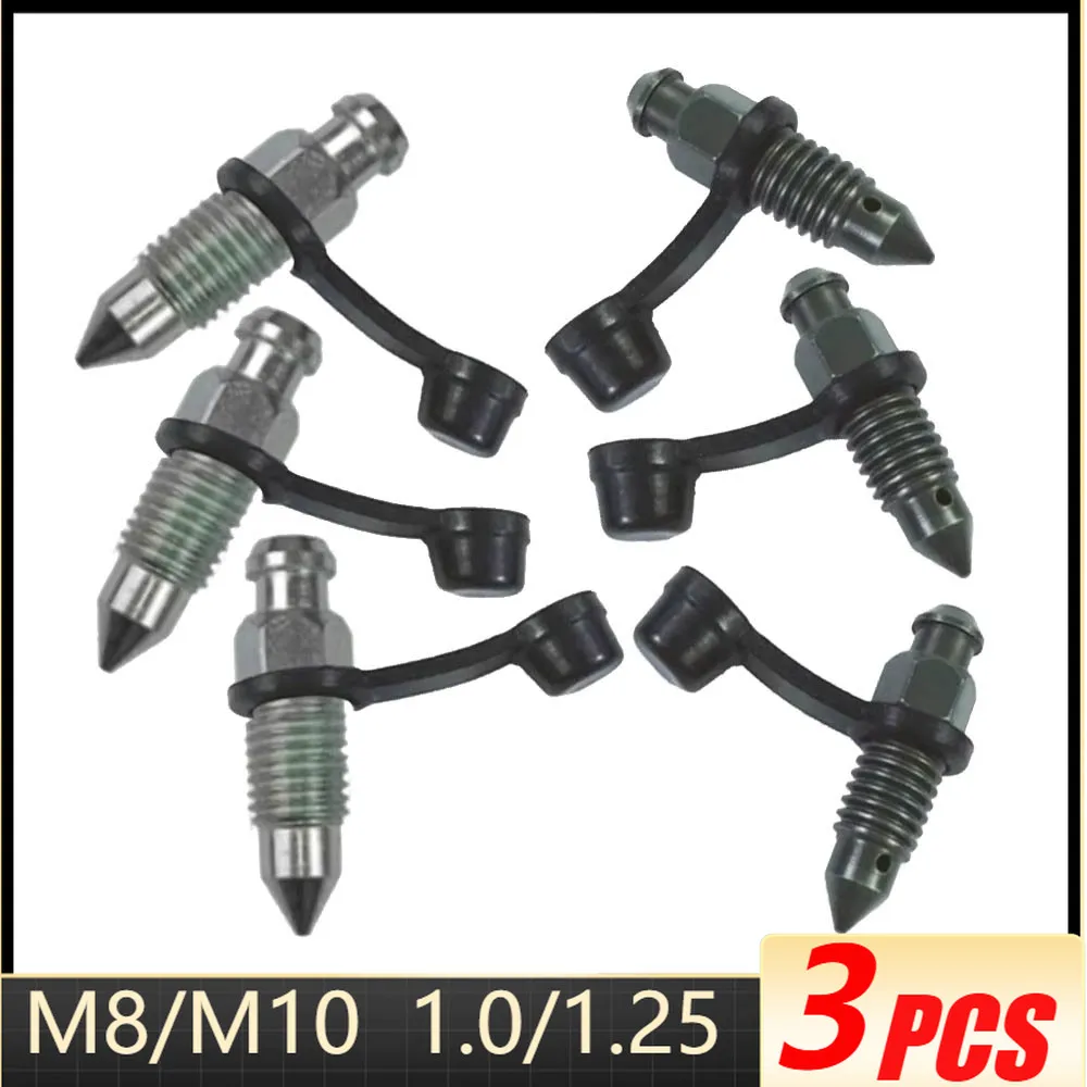 Motorcycle Brake Pump Calipers Exhaust Bleed Screw M8 M10 1.25 1.0 Picth with Rubber Dust Cap for Moped Scooter