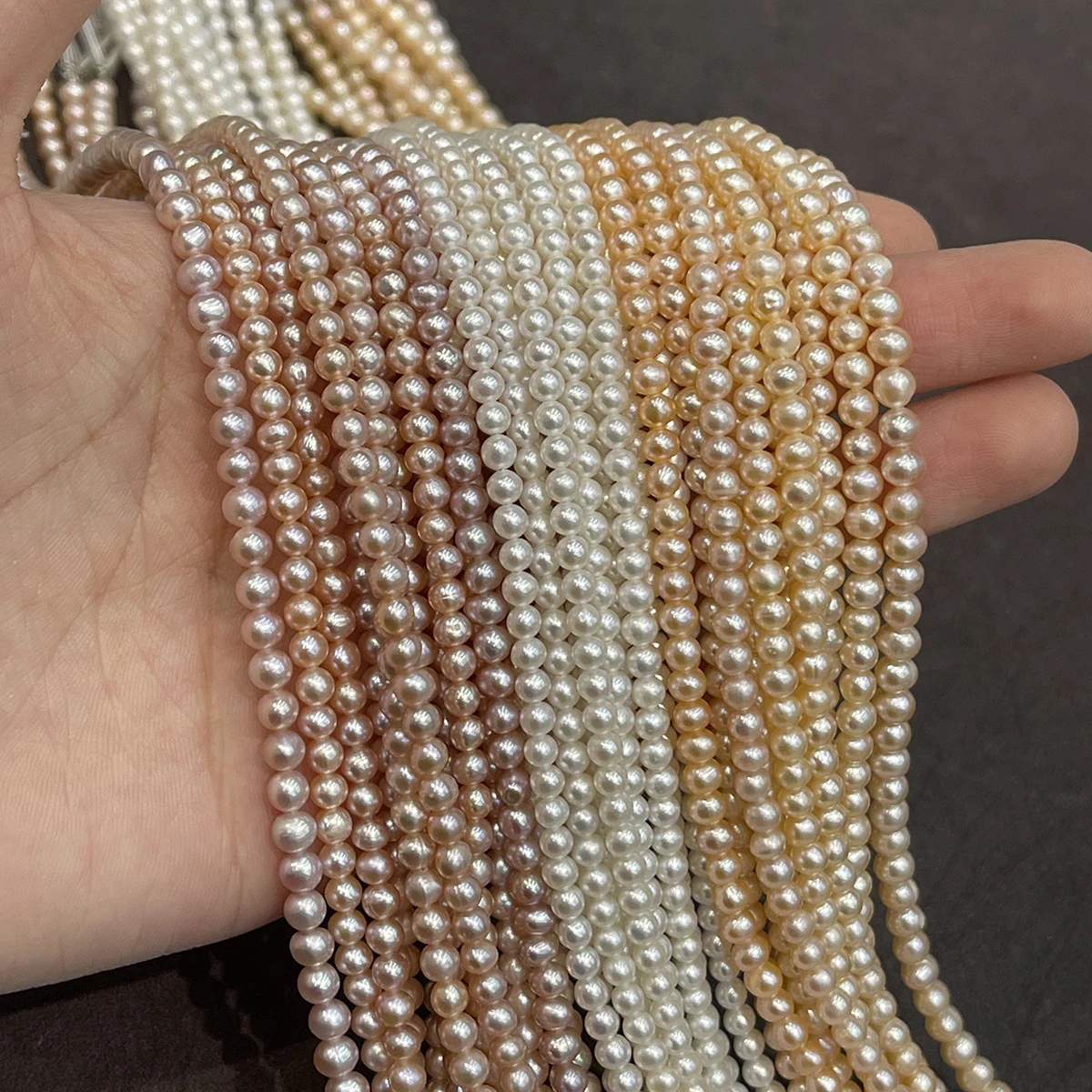 4-5mm Natural Freshwater Pearl Punched Round Bead Orange White Light Purple Jewelry MakeDIY Necklace Bracelet Earrings Accessory