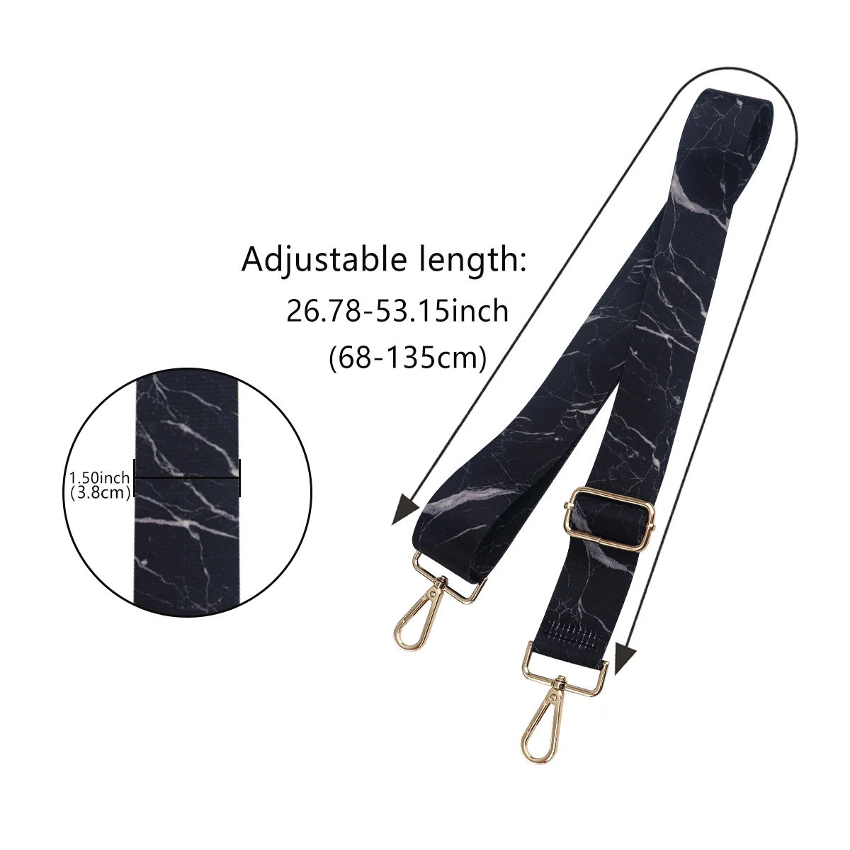 Marble Texture Pattern Grace Adjustable Wide Removable Shoulder Bag Straps for Women Crossbody Bags Versatile Bag Accessories