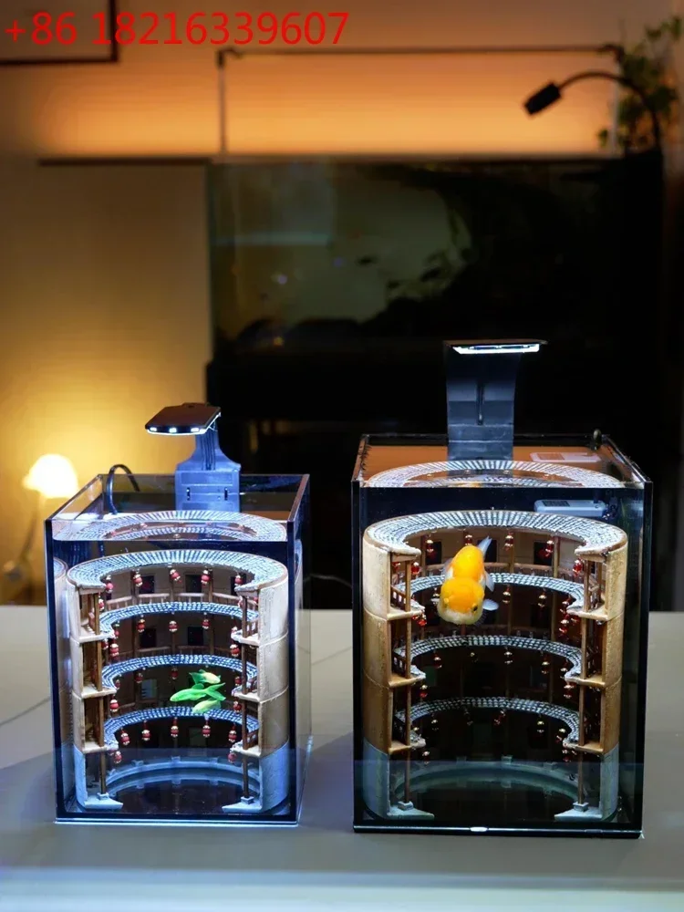 TAO Fish Tank Self-Circulation Mini Small Fish Tank Household National Style Landscaping Aquarium