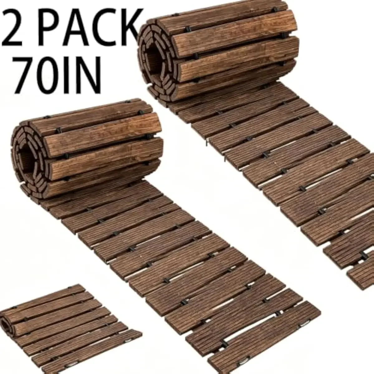Outdoor Cedar Wood Pathway Rollout Walkway for Uneven Terrain Beach Grass Sand Snow Gravel Mud Bog Ground Weatherproof Flexible