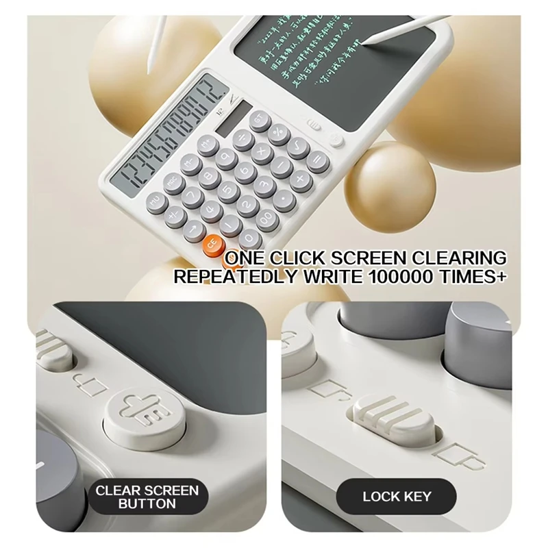 Large Display Calculator with Notepad 12 Digits Eye Protection Screen Function Calculators with Tablet LCD Screen
