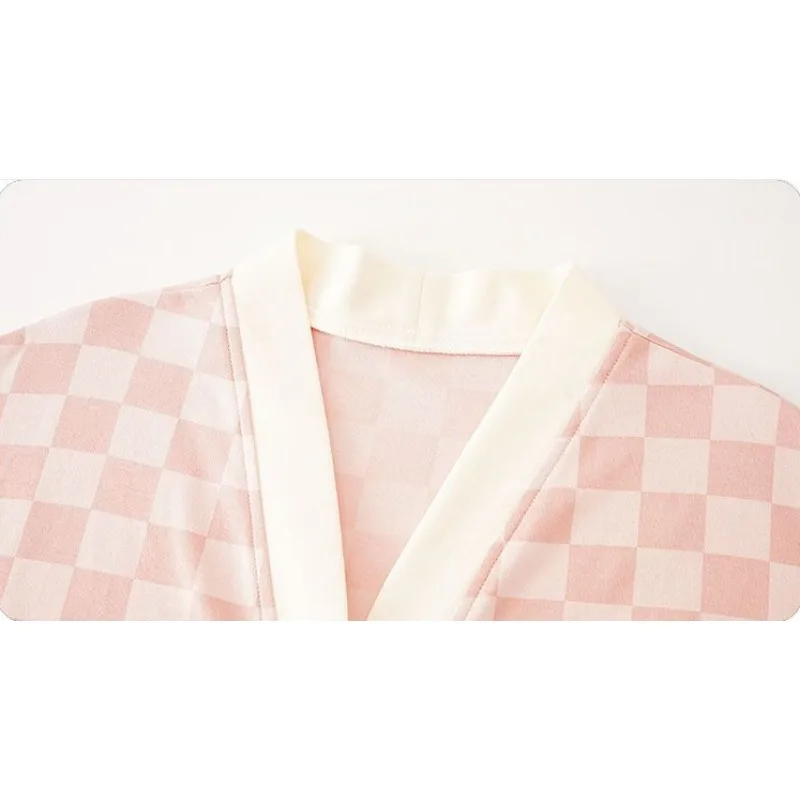 2024 New Nightdress Women Spring Autumn Double-sided Cotton Sleepshirts Long Sleeve Sleepwear Plaid Winter Midi Dress Pajamas