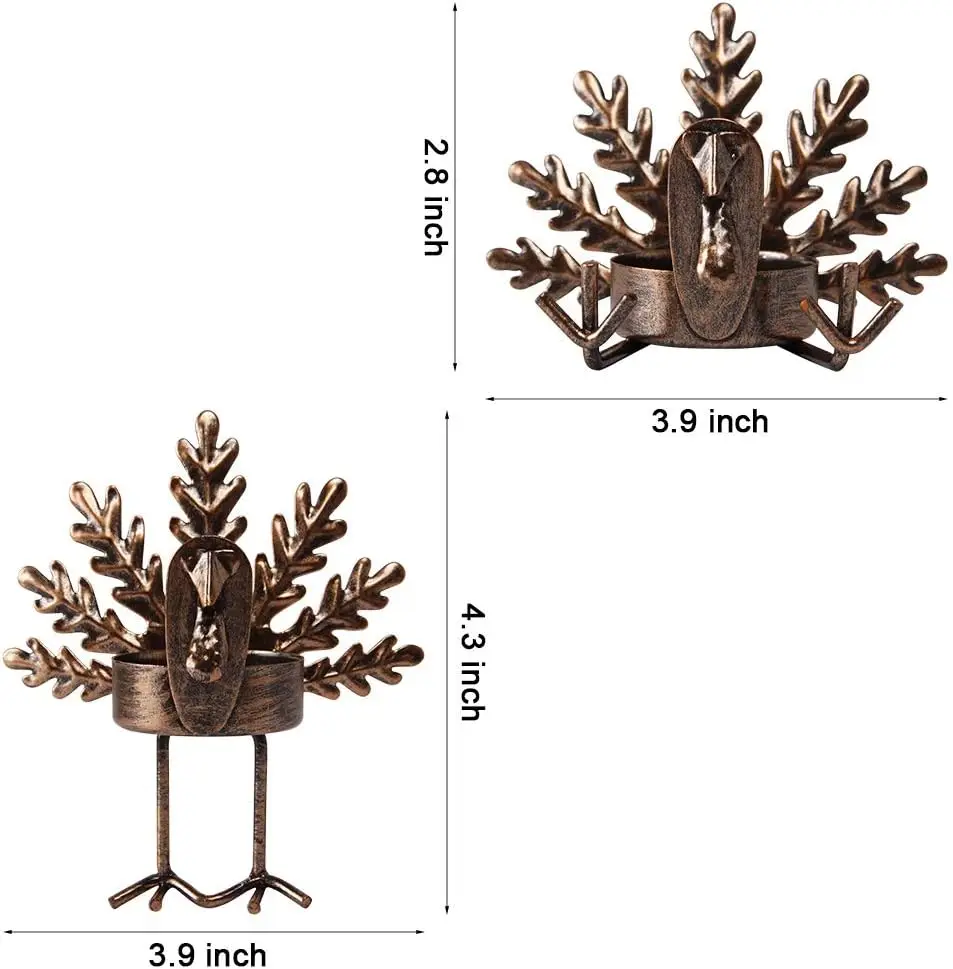 Metal Turkey Tea Light Candle Holders, Thanksgiving Candle Holder, Thanksgiving Home Table Decoration