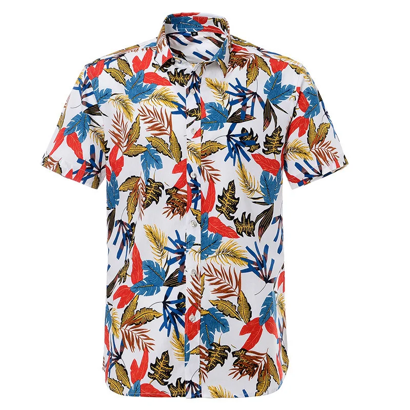 Camisa havaiana masculina estampada em 3D, moda verão, tops florais de manga curta de rua, blusa solta de botão lapela