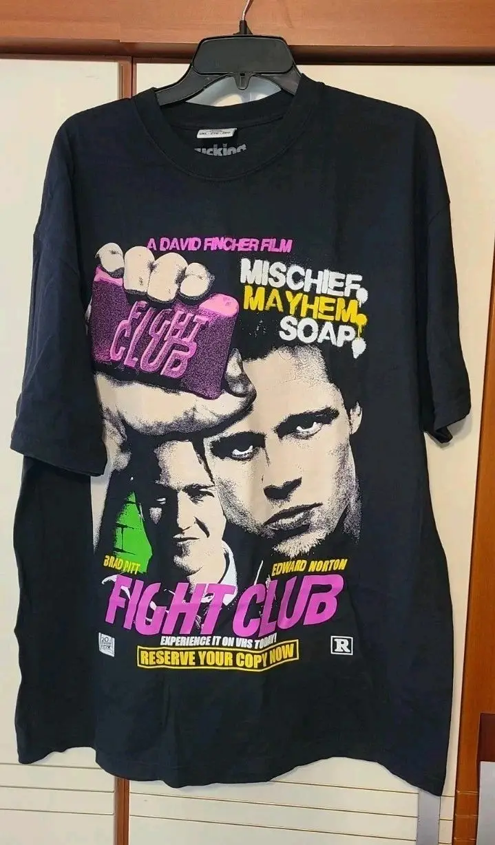 Vintage Film-T-Shirt Y2k Tops Fight Club Brad Pitt Mode-T-Shirt Bedrucktes Baumwoll-T-Shirt Sommer Lässige Lockere Streetwear Unisex