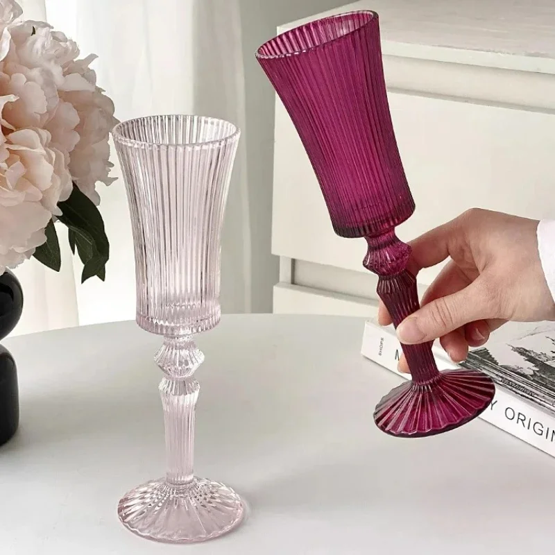 CXX Wine Glasses Simple Vertical Striped Wine Glasses Party Juice Glasses