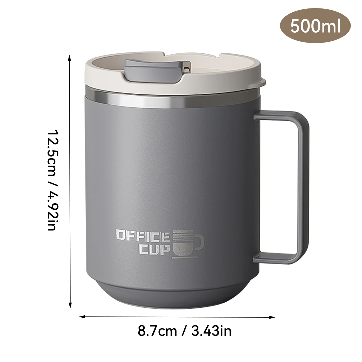 500ml Double-layer Mug 304 Stainless Steel Insulated Coffee Cup With Handle Portable Sealed Water Cup Drinkware For Student Kid image 3