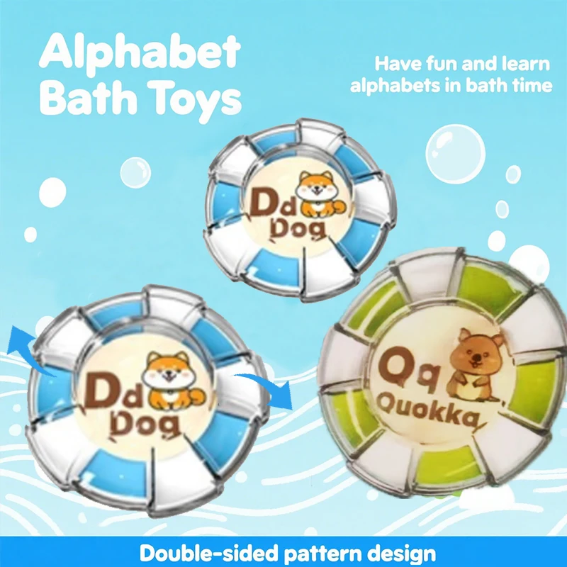 Jouets de bain Alphabet, 13 pièces, mots d'identification des animaux, apprentissage de la A à Z, lettres supérieures et inférieures, reconnaissance des couleurs, comptage du motricité Fine