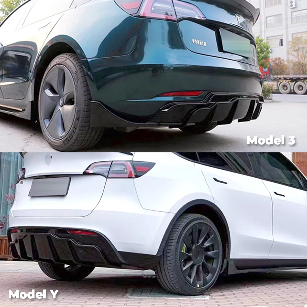 Modello 3 Y 2017-2023 Kit corpo vettura per Tesla Fast Aero Tunning Nero lucido Paraurti anteriore Labbro Diffusore posteriore Spoiler Gonna