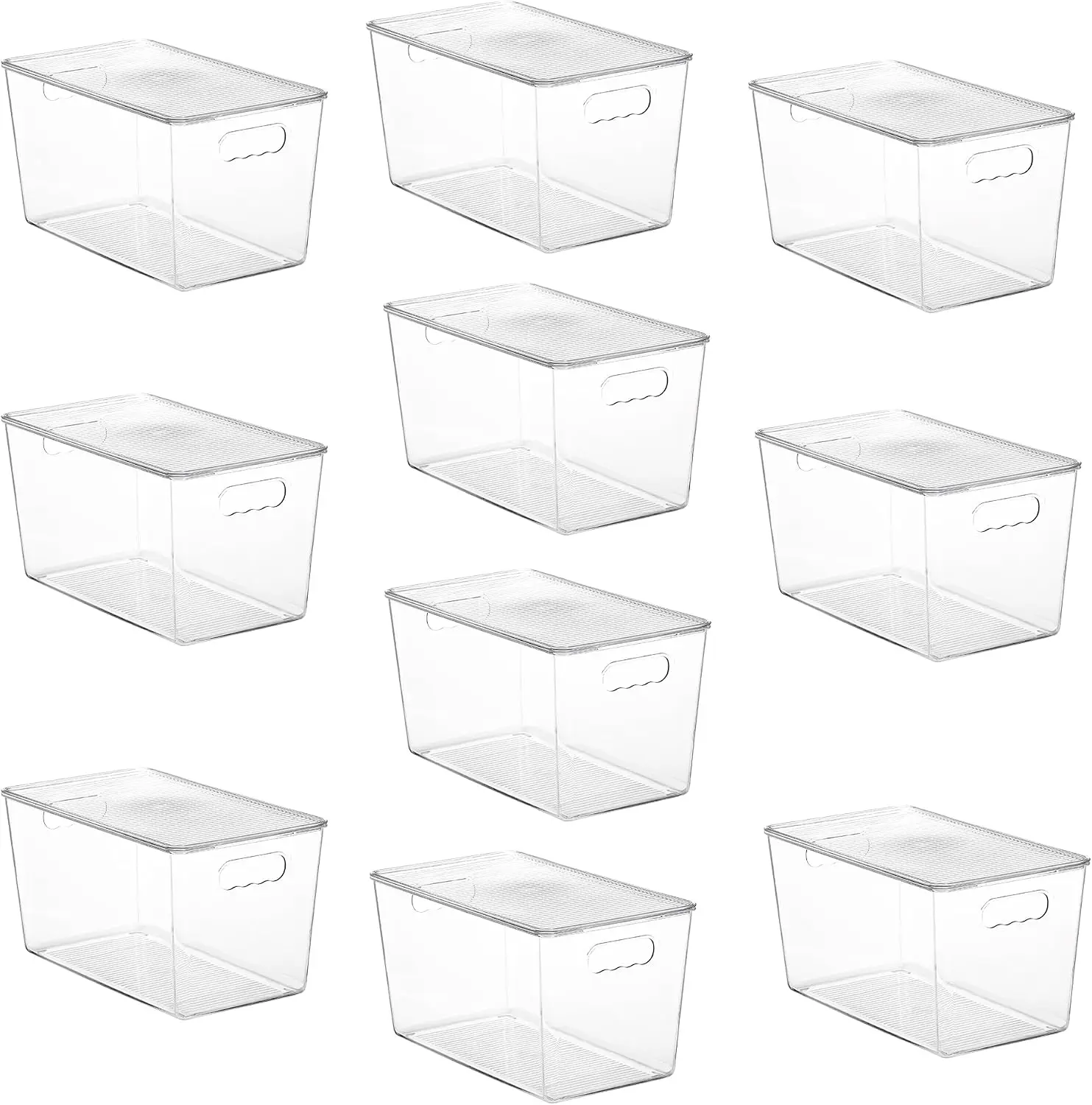 10 Pack Clear Stackable Storage Bins with Lids and Handles, XLarge