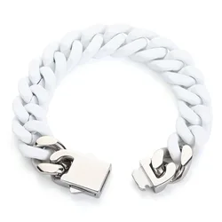 316L Stainless Steel Lacquer Blue Pink Black Orange Bracelet Men Women 12mm Iced Out  Cuban Chain Hip Hopjewelry 25cm 11inch
