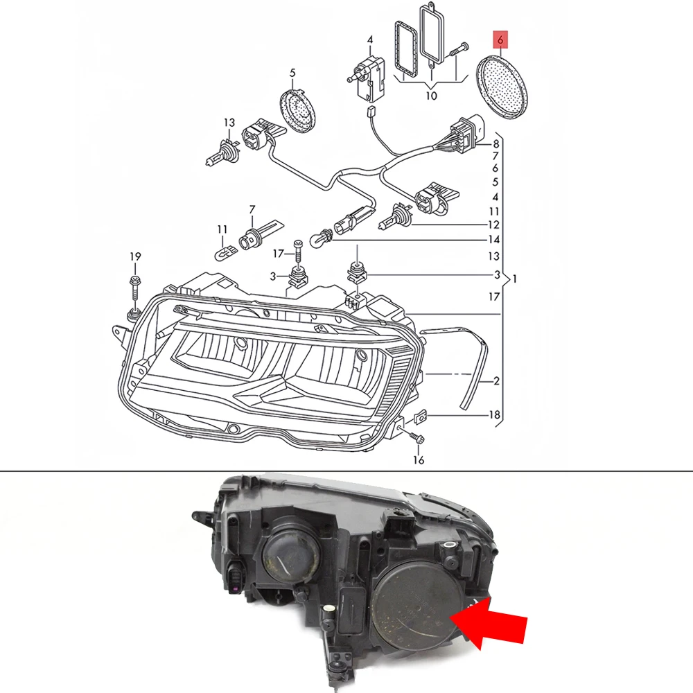 For VW Passat CC Tiguan Allspace Touran Headlight Rear Bulb Extension Seal Back Dustproof Cap Lid Headlamp Dust Cover 1300502030